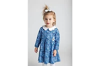 Florence Eiseman Girls Floral Print Knit Dress With Flower