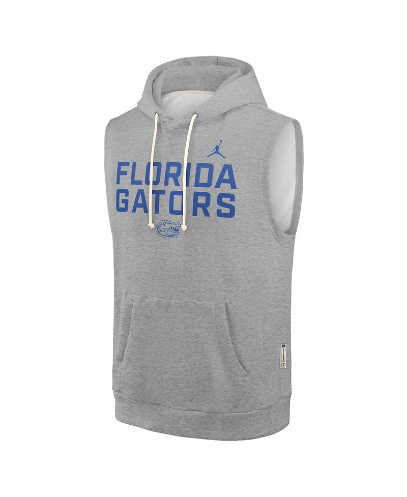 Jordan Men's Heather Gray Florida Gators 2025 Sideline Performance Sleeveless Pullover Hoodie