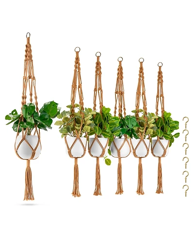Sorbus Macrame Plant Hanger - for Indoor & Outdoor Hanging - Cotton Rope, for Home, Patio, Garden