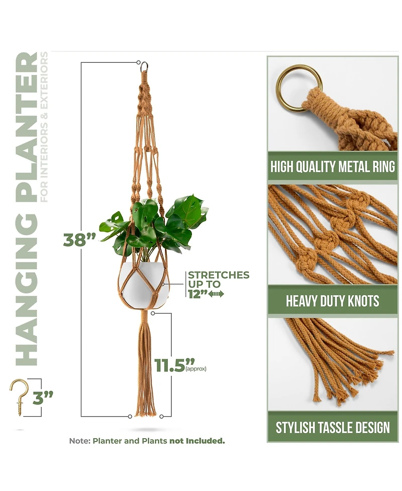 Sorbus Macrame Plant Hanger - for Indoor & Outdoor Hanging - Cotton Rope, for Home, Patio, Garden