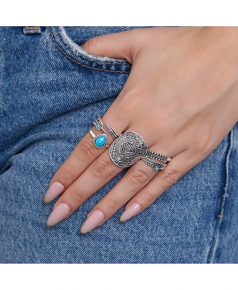 Jessica Simpson 5-Piece Mixed Gold-Tone Dainty Ring Set