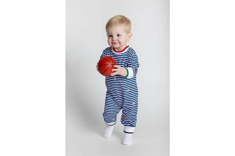 Florence Eiseman Baby Boys Stripe Knit Longall With Emb Sport Balls