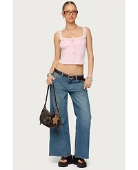 Edikted Womens Vyxen Vintage Washed Low Rise Jeans