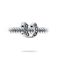 Bling Jewelry Set of 2 Lucky Horseshoe Charm Bead Sterling Silver for European Bracelet