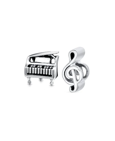 Bling Jewelry Set of 2 Grand Piano & G Clef Musician Charm Bead Oxidized Sterling Silver