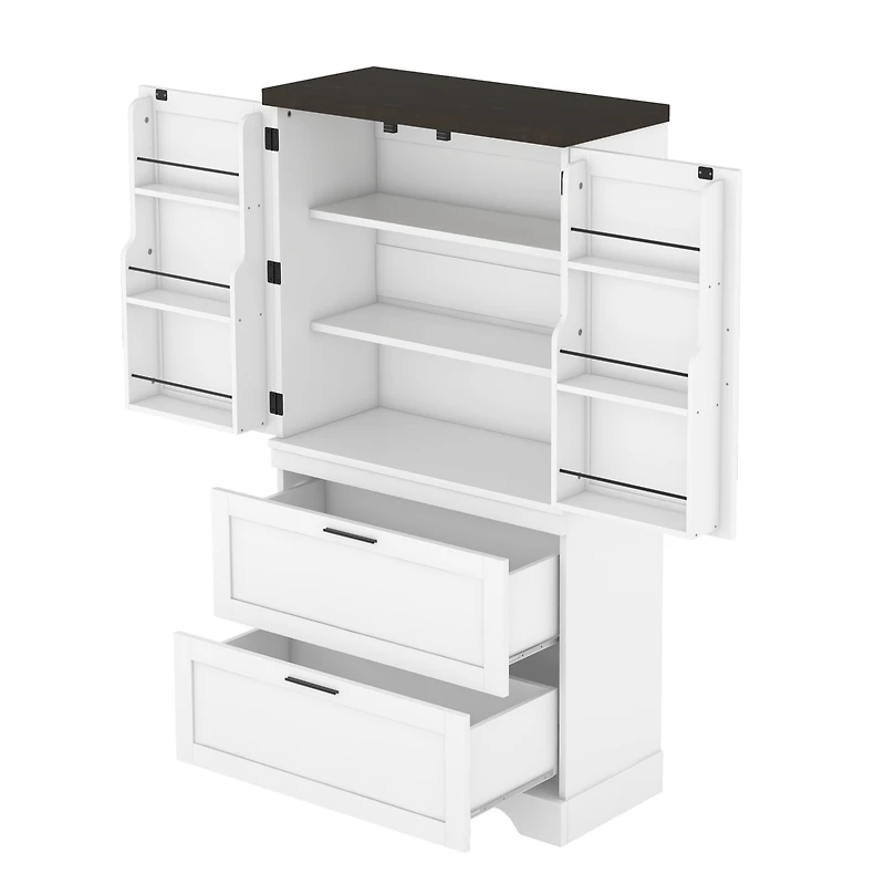 Casainc Modern Farmhouse Wooden Cabinet with Sturdy Frame, Storage Divider & Drawers for Living Room and Office