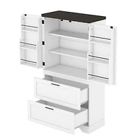Casainc Modern Farmhouse Wooden Cabinet with Sturdy Frame, Storage Divider & Drawers for Living Room and Office