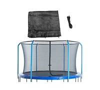 Plexalife Trampoline Safety Net Fits 14 ft Round Trampolines using 6 Curved Poles for Top Ring Frame - Installs Inside of Frame - Black