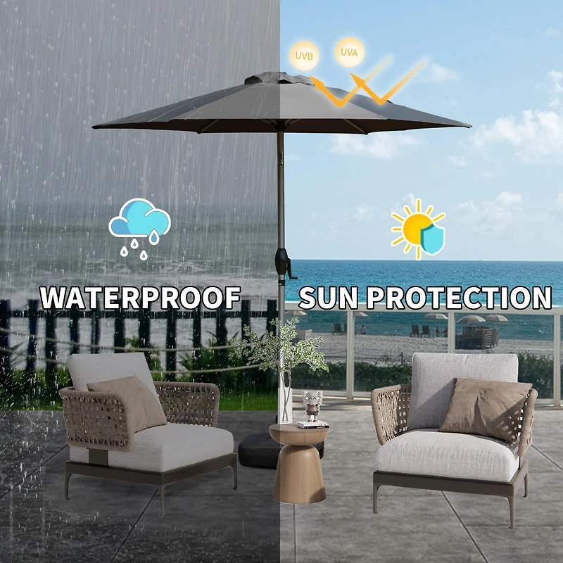 Flynama 7.5FT Outdoor Table Patio Umbrella with Push Button Tilt and Crank, Uv Protection Waterproof Market Sun Umbrella with 6 Sturdy Ribs