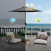 Flynama 7.5FT Outdoor Table Patio Umbrella with Push Button Tilt and Crank, Uv Protection Waterproof Market Sun Umbrella with 6 Sturdy Ribs