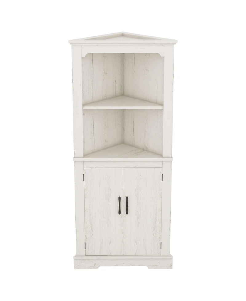 Casainc Tall Corner Cabinet with Doors, Multi-Room Storage for Living Room, Bathroom, Dining Kitchen