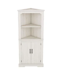 Casainc Tall Corner Cabinet with Doors, Multi-Room Storage for Living Room, Bathroom, Dining Kitchen