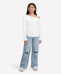 abercrombie kids Girls Asymmetrical Ruched Long Sleeve T-Shirt