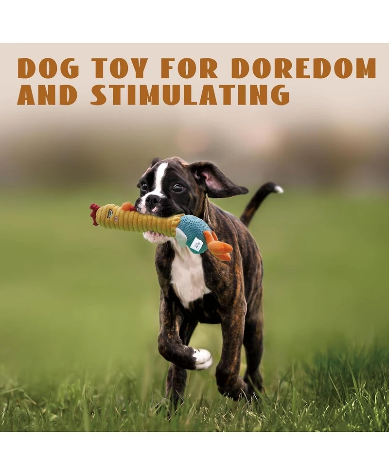 Nocciola 2 in 1 Chicken Lives Twice Dog Toy, Cute Stuffed Toys with Large Durable Rubber Squeaky Core