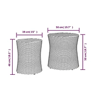 vidaXL Patio Side Tables 2 pcs with Wooden Top Gray Poly Rattan