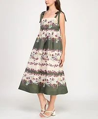 Row A Juniors' Printed Woven Sleeveless Fit & Flare Dress