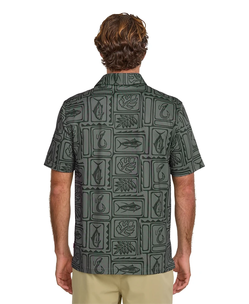 Quiksilver Waterman Men's Regular Fit Fish Block Polo Shirt