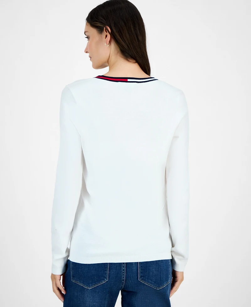Tommy Hilfiger Women's Cotton V-Neck Sweater