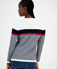 Tommy Hilfiger Women's Cotton Logo Striped Sweater
