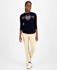 Tommy Hilfiger Women's Cotton Crest Crewneck Sweater