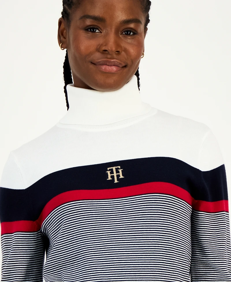 Tommy Hilfiger Women's Cotton Striped Turtleneck Sweater