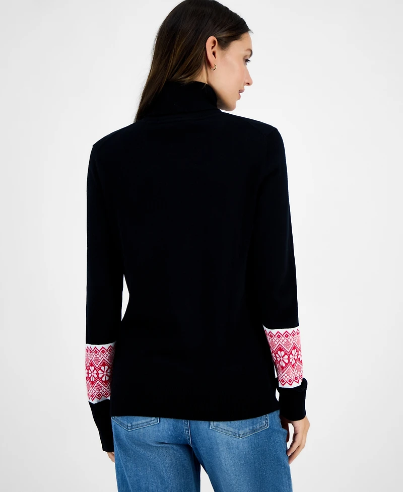 Tommy Hilfiger Women's Cotton Fair Isle Turtleneck Sweater