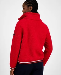 Tommy Hilfiger Women's Faux-Sherpa Contrast-Rib Bomber Jacket