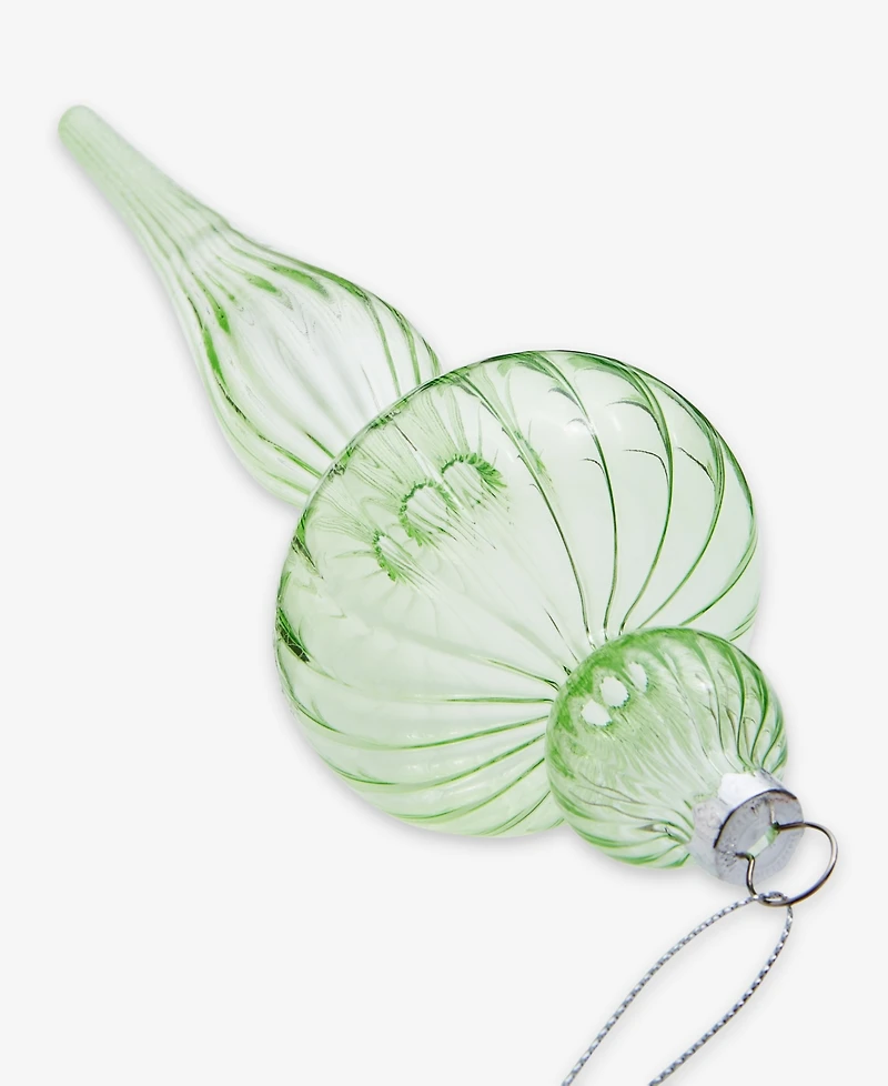 Holiday Lane Pastel Shine Green Glass Finial Drop Ornament, Macy's Exclusive