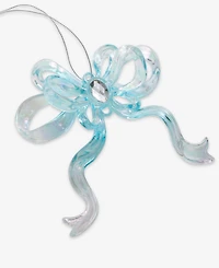 Holiday Lane Pastel Shine Blue Glitter Bow Ornament, Macy's Exclusive