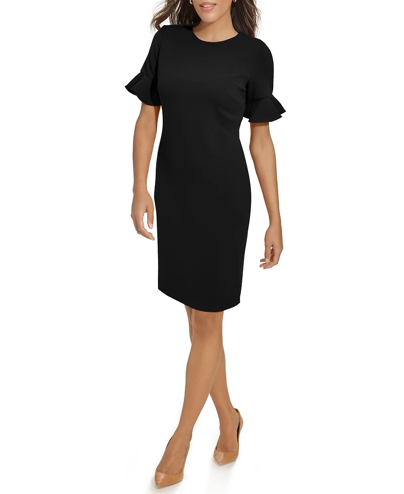 Calvin Klein Women's Scuba Crepe Short-Sleeve Sheath Dress