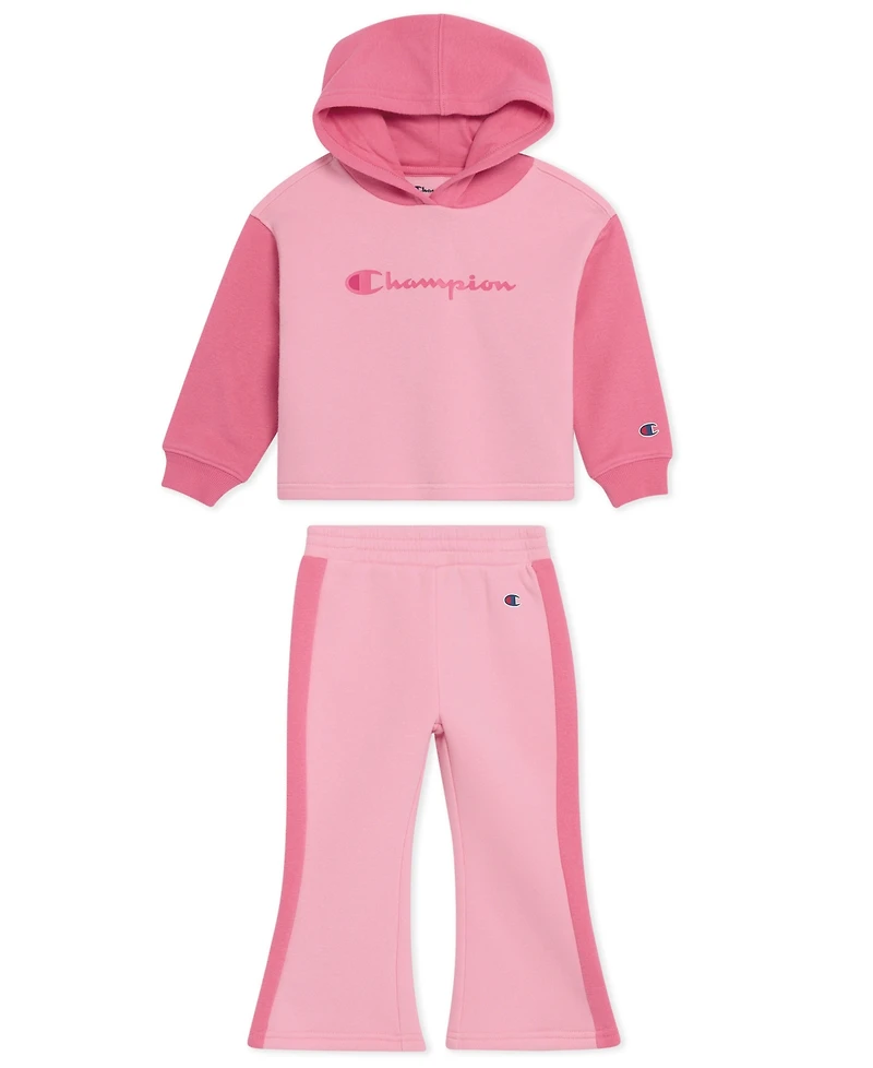 Champion Baby Girls 2-Piece Hoodie and Flare Pants Set