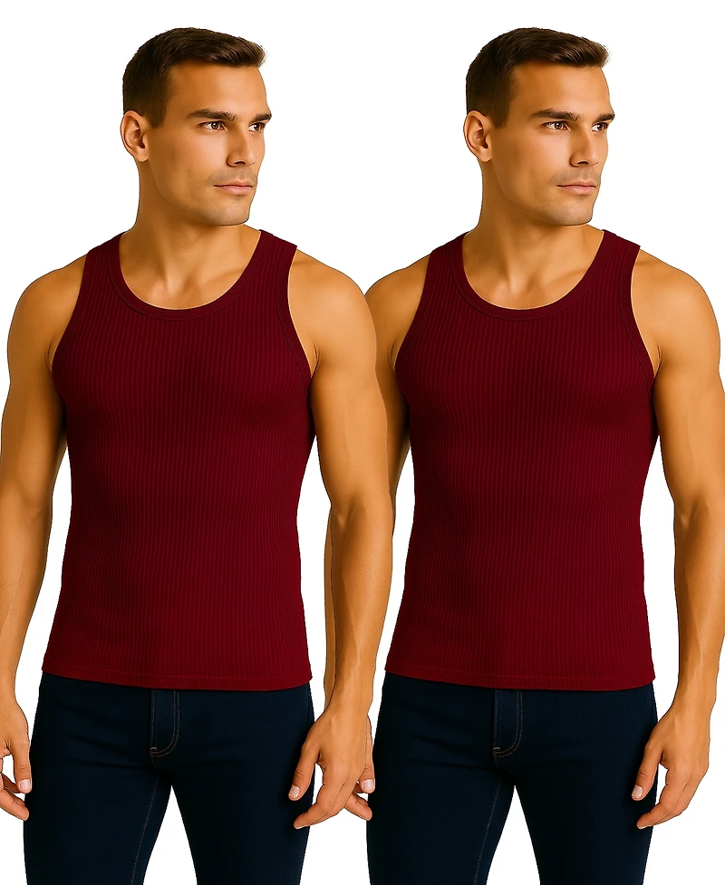 Galaxy By Harvic Men's -Pack Heavyweight Ribbed Tank Top