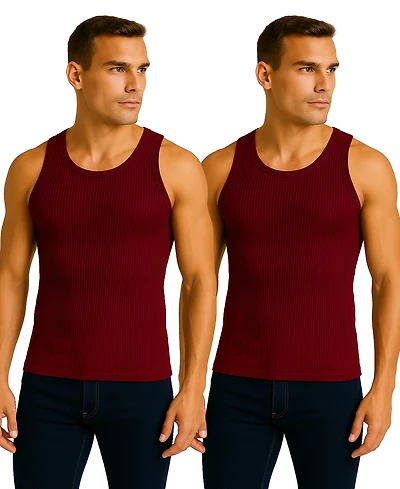 Galaxy By Harvic Men's -Pack Heavyweight Ribbed Tank Top
