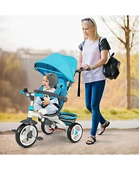 Gymax Baby Tricycle Stroller 6-in-1 Kids Push Trike w/ Removable 5-Position Canopy