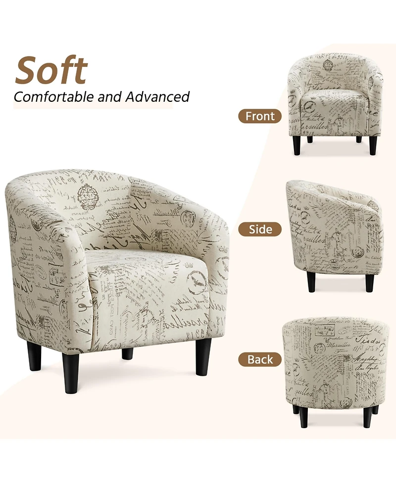 Yaheetech Contemporary Fabric Club Chair and Ottoman Set