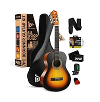 Pyle 36" 3/4 Scale Classical Guitar Kit with Digital Tuner & Accessories - Sunburst, PGACLS82SBD