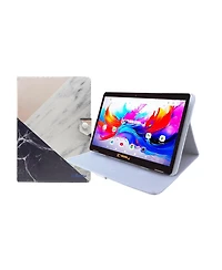 Linsay 10.1"Octa Core 256GB Storage Android 15 Tablet with Black Pink White Marble Case