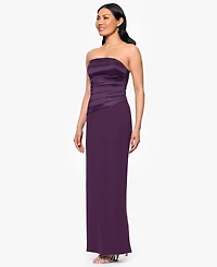 Betsy & Adam Women's Taffeta Crepe Long Strapless Sheath Dress