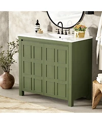 Casainc 36" Bathroom Vanity Organizer with Ceramic Sink, Stylish & Functional Storage