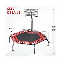 Zenova 48in Foldable Trampoline Hexagonal Red with Adjustable Foam Handle