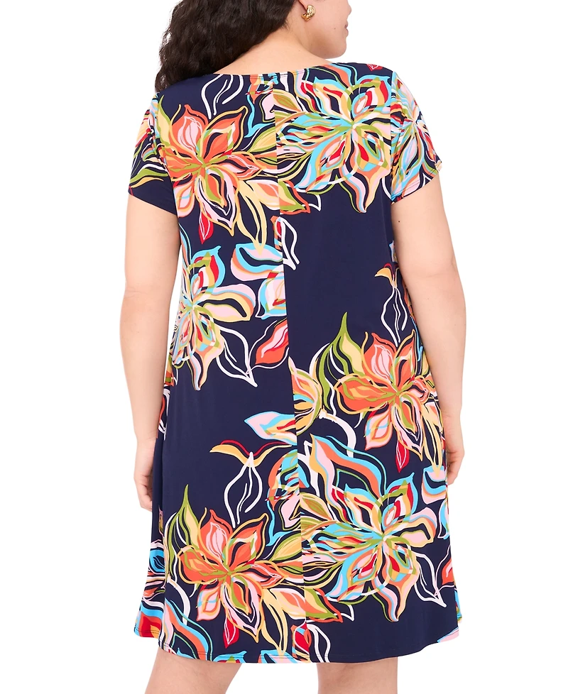 Msk Plus Short-Sleeve Jersey Shift Dress