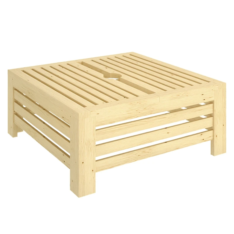 Outsunny Outdoor Storage Box for Umbrella Base, Wooden End Table