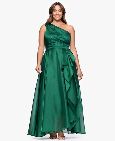 Xscape Plus One-Shoulder Organza Ball Gown