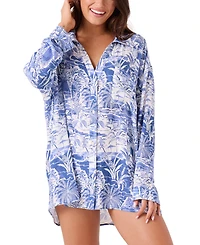 Roxy Juniors' Mana Long-Sleeve Camp Shirt Cover-Up