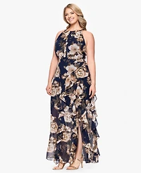 B&A By Betsy and Adam Plus Sleeveless Chiffon Dress