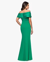 Betsy & Adam Petite Off-The-Shoulder Sweetheart-Neckline Gown