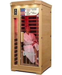 Lifepro RejuvaCure Far Infrared Sauna with Red Light, Bluetooth & Chromotherapy – 1-Person Indoor Home Sauna Box with 7 Carbon Heaters & Canadi