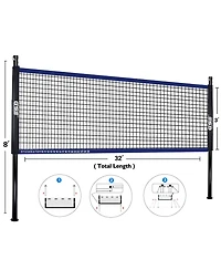 Gse Games & Sports Expert Volleyball and Badminton Combo Set with Net,4 Rackets,3 Birds, Pu Volleyball and Carrying Bag (Recreational)