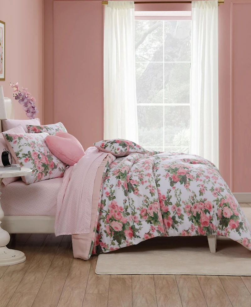 Betsey Johnson Vintage Floral Plush 4-Pc. Comforter Set, Twin