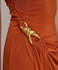 Donna Karan New York Women's Asymmetric Slinky-Knit Gown